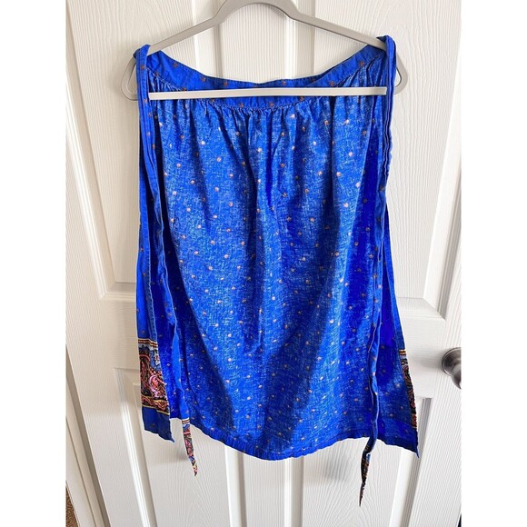 Vintage Half Apron 1970’s True Blue Boho Double Pockets Cottagecore Baking Retro - Picture 4 of 5